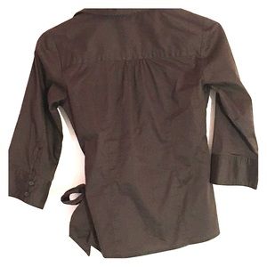 Brown tie blouse